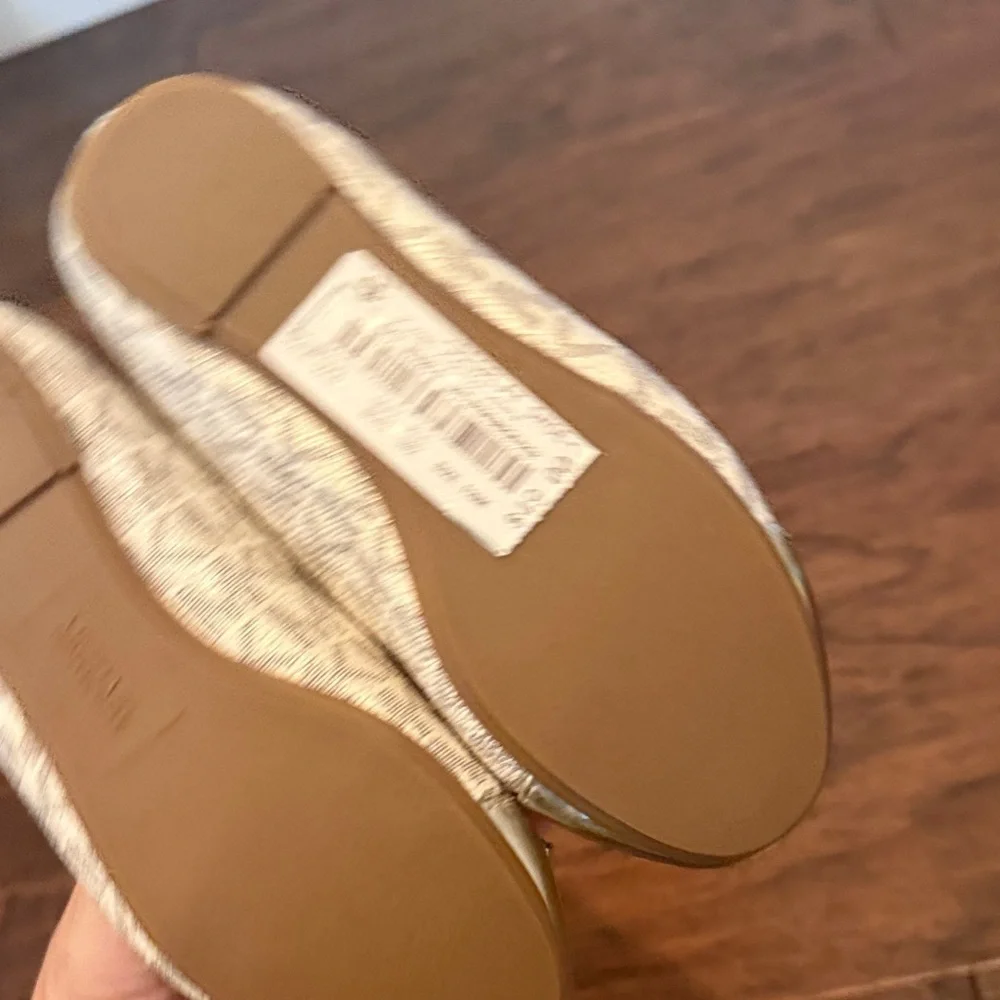 Michael Kors Metallic Gold Flats with Bow Accent